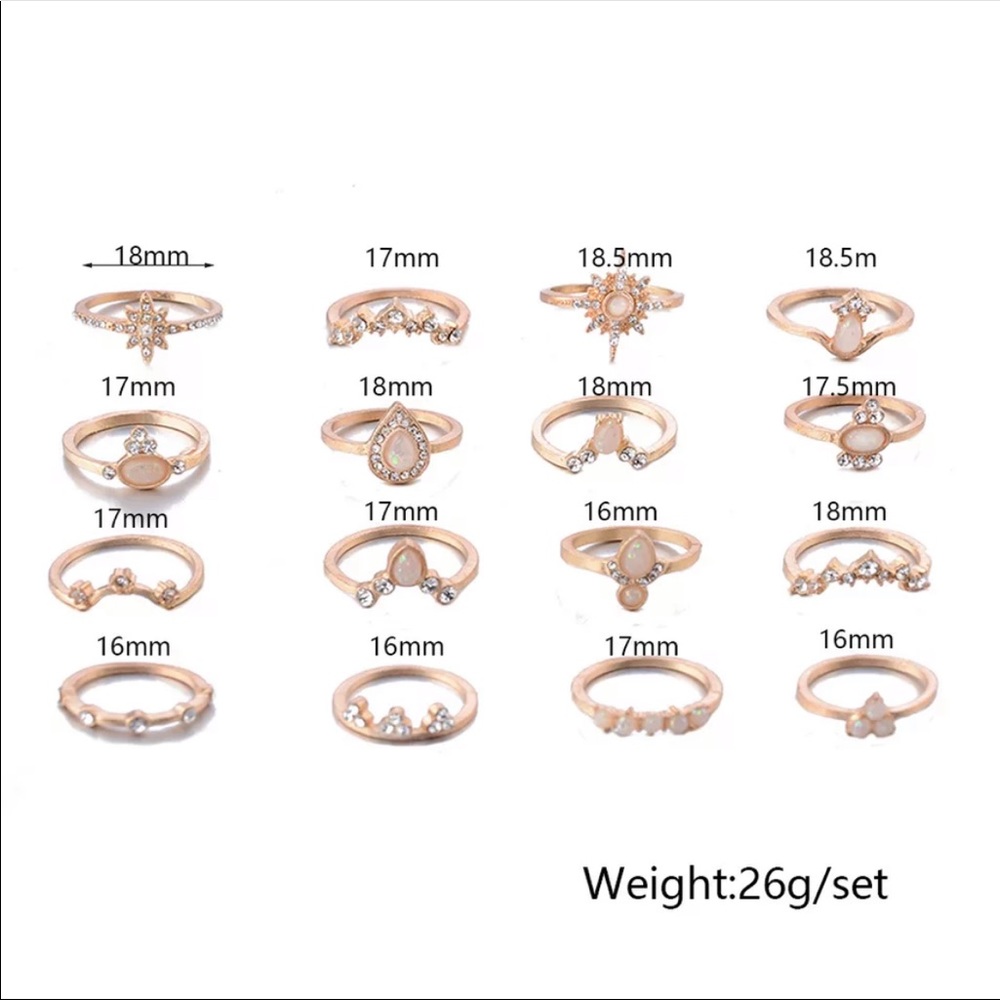 • Iris • 16pc Gold Tone Ring Set - Picture 3 of 4